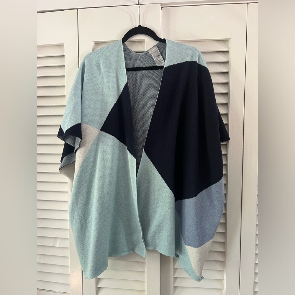 Chicos Abstract print Ruana - blue size S/M